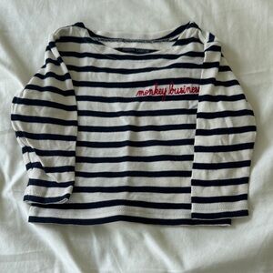 Maison Labiche. Money business. Striped Long Sleeve Kids Tee - Navy and White